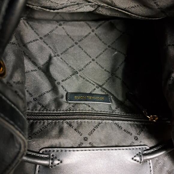 Michael Kors Large Abbey Cargo Nylon Drawstring Backpack Black - Picture 7 of 11